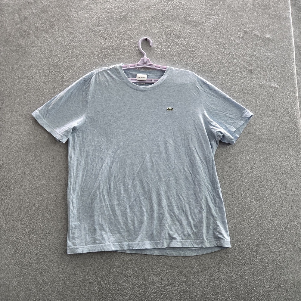 Lacoste Men Shirt 7 Light Blue Embroidered Logo Short Sleeve